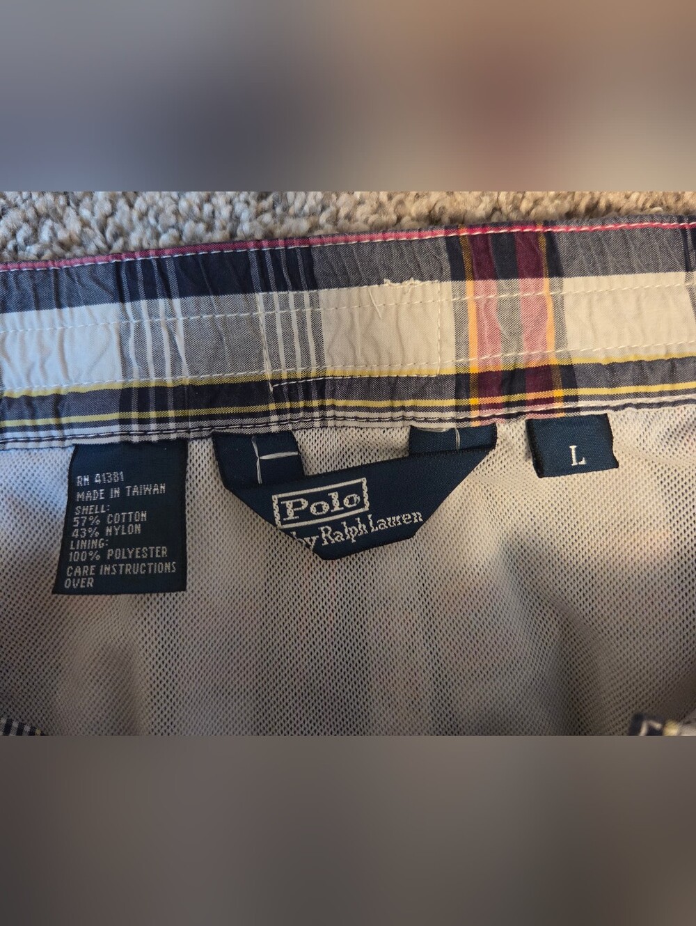 Polo by Ralph Lauren Plaid Cargo Shorts - Navy, White & Red Lg Grandpacore Golf - Picture 2 of 8
